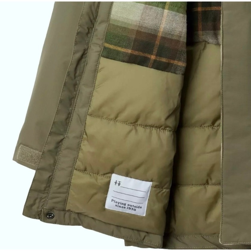 COLUMBIA Hooded Parka Jacket Youth XS 6/7 Green Plaid Lining Winter Coat NEW - Picture 7 of 12